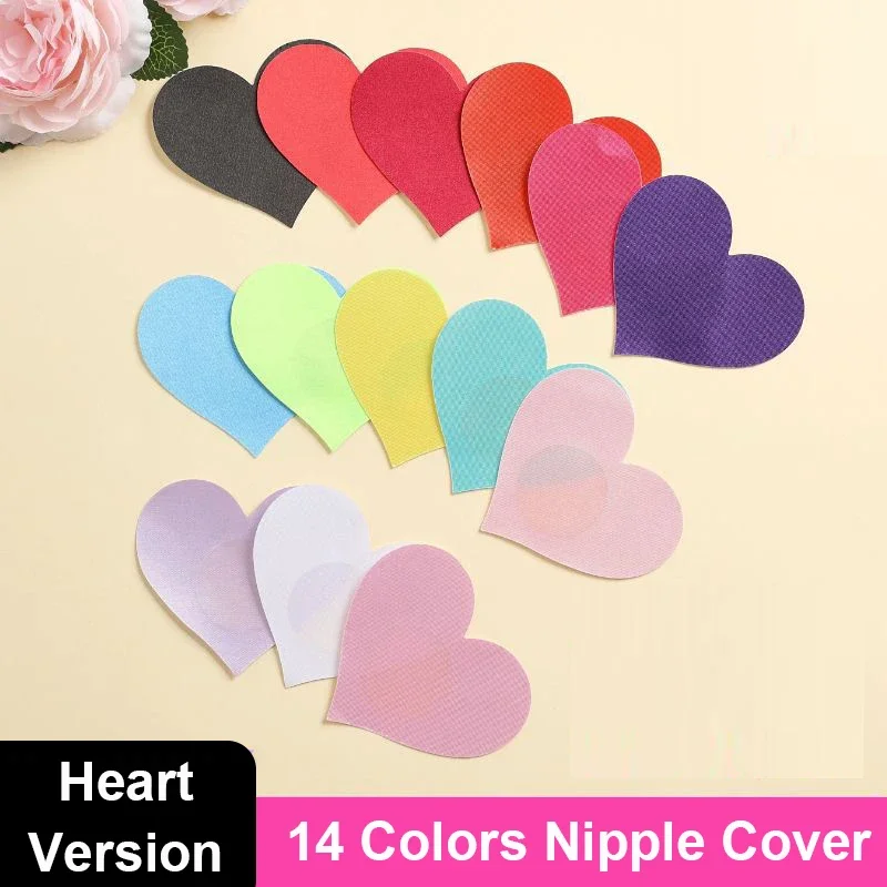 Nipple Cover Pasties - 10 Colors Disposable Poly Satin Heart